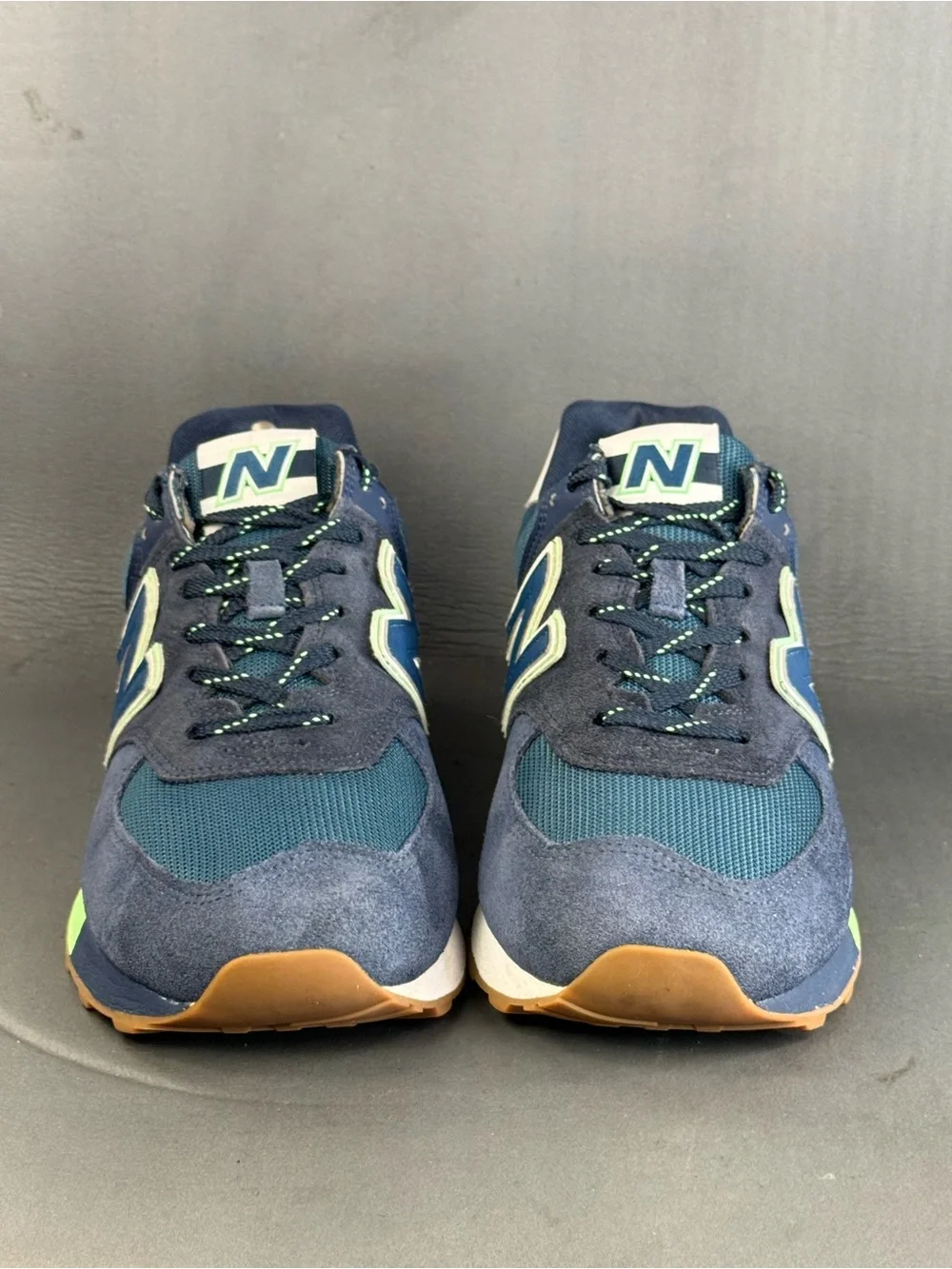 New Balance 574 in the 'Natural Indigo' green athletic sneaker shoes men’s 10.5